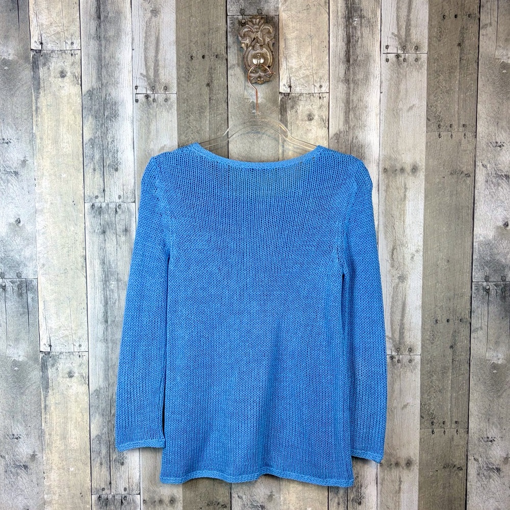 J. McLaughlin Pure Linen Cotton Sweater in Cornflower Blue Size Small. - Picture 3 of 8